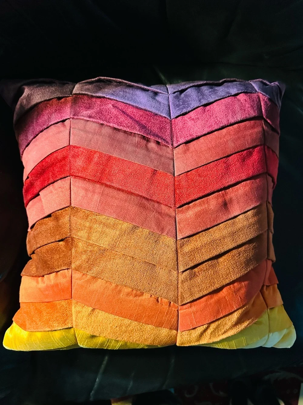 Vintage Pier 1 Retro Multi Color Sunset Chevron 18” x 18” Pillow